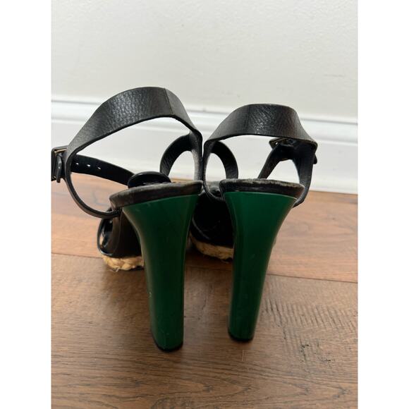 Tory Burch Black and Green Platform Heels - Picture 6 of 13